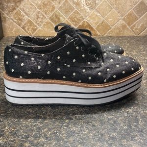Zara Black and White Polka Dot Platform Shoes